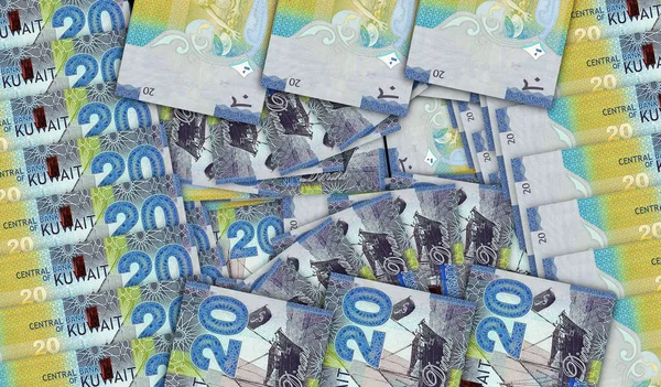Kuwait Dinar Billetes Bucle Patrón Mosaico Ventilador Efectivo Kuwaiti Kwd —  Fotos de Stock