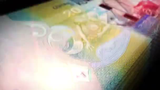 Koeweit Geld Koeweit Dinar Geld Tellen Kwd Bankbiljetten Snelle Cash — Stockvideo