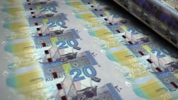 Kuwait Money Kuwait Dinar Money Banknotes Printing Roll Machine Loop — Vídeo de Stock