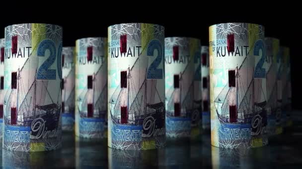 Kuvajt Peníze Kuvajt Dinár Peníze Role Smyčka Animace Kamera Pohybuje — Stock video