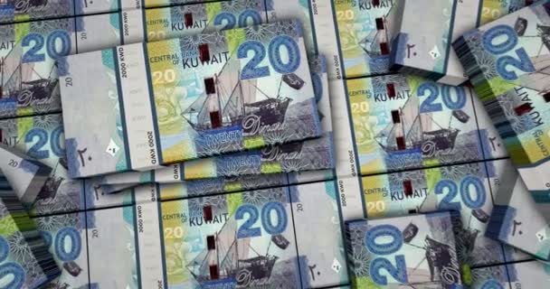 Koeweit Geld Koeweit Dinar Bankbiljetten Animatie Camera Zicht Van Dichtbij — Stockvideo
