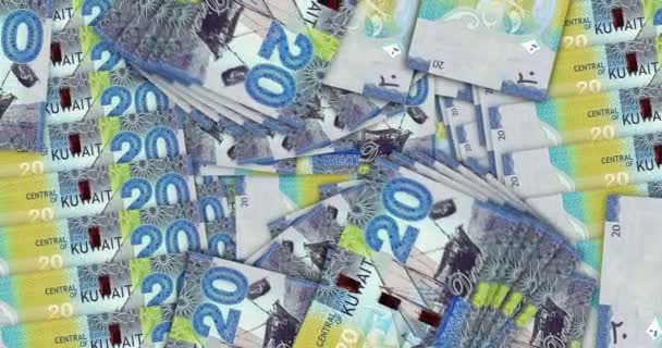 Notas Dinar Kuwait Loop Padrão Mosaico Fãs Dinheiro Kuwait Kwd — Vídeo de Stock