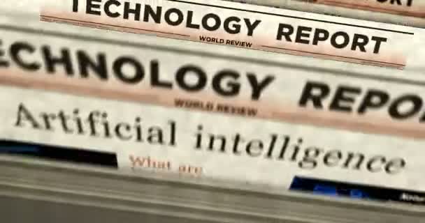 Intelligence Artificielle Deep Machine Learning Daily News Journal Printing Concept — Video