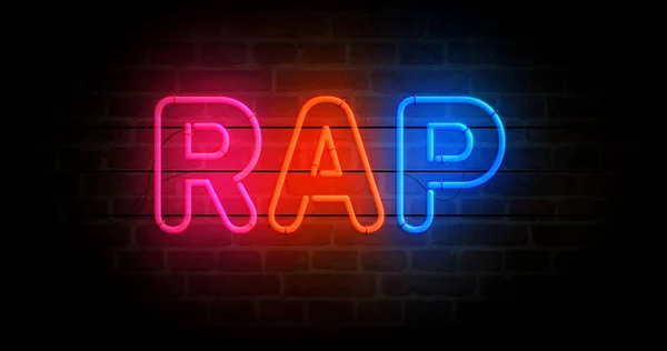 Rap Música Símbolo Néon Batalha Rap Hip Hop Estilo Retro — Fotografia de Stock