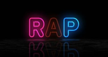 Rap müziğinin parlak sembolü. Renkli ampuller. Rap savaşı ve hip hop eski tarz soyut konsept 3D animasyon.