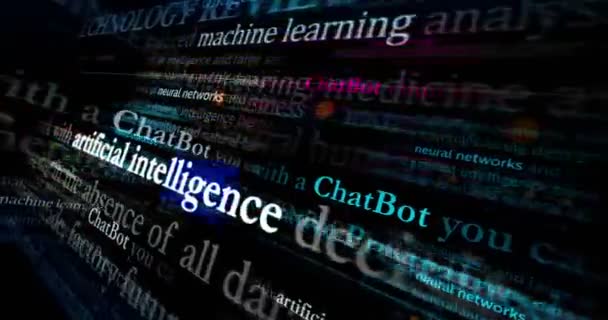 Umělá Inteligence Chatbot Strojové Učení Nervové Sítě Titulek Zprávy Tituly — Stock video