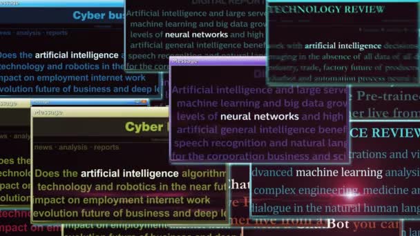 Inteligencia Artificial Chatbot Aprendizaje Automático Redes Neuronales Pop Ventana Pantalla — Vídeo de stock
