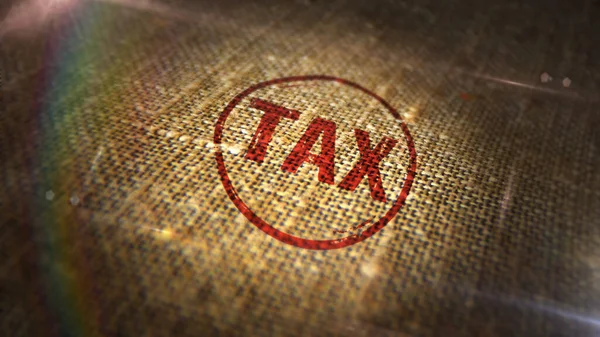 Daňové Razítko Vytištěné Plátěném Pytli Koncepce Zdanění Příjmů Plateb — Stock fotografie