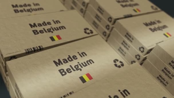 Gemaakt België Box Productielijn Productie Levering Product Fabriek Import Export — Stockvideo