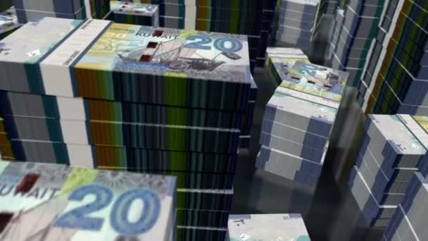 Kuwait Dinero Kuwaiti Dinar Billetes Dinero Paquetes Bucle Vuelo Más — Vídeo de stock