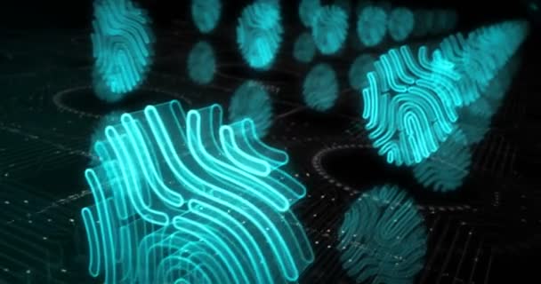 Ujjlenyomat Kiber Biometrikus Azonosító Biztonsági Identitás Magánélet Szimbólum Elvont Kiber — Stock videók