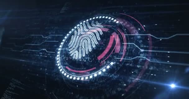 Ujjlenyomat Kiber Biometrikus Azonosító Biztonsági Identitás Magánélet Szimbólum Digitális Koncepció — Stock videók