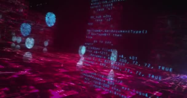 Sidik Jari Keamanan Dan Identitas Cyber Biometric Dan Simbol Privasi — Stok Video