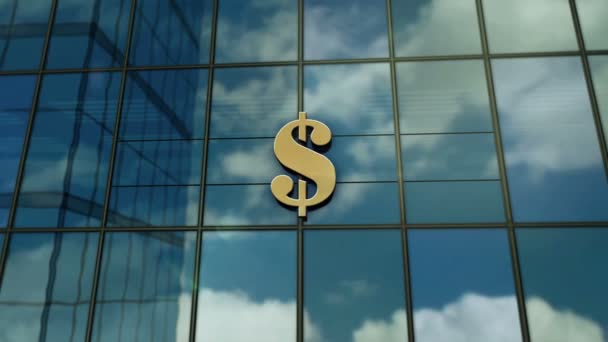 Dollar Symbol Usd Money Glass Building Concept Bank Economic Finance — Stock Video