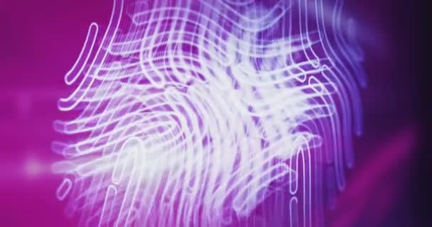 Otisky Prstů Kybernetické Biometrické Bezpečnost Identity Soukromí Symbol Rotující Světelné — Stock video