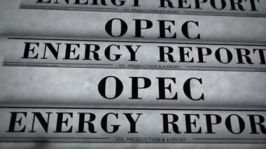 Petrol İhraç Eden Ülkeler OPEC Organizasyonu ve petrol üreten ihracat derneği vintage haber ve gazete baskısı. Soyut konsept retro başlıklar 3d.