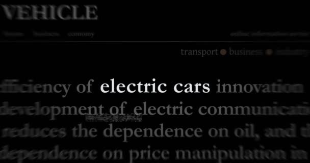 Samochody Elektryczne Czyste Zrównoważone Transportu Zielonej Energii Nagłówka Wiadomości Mediach — Wideo stockowe