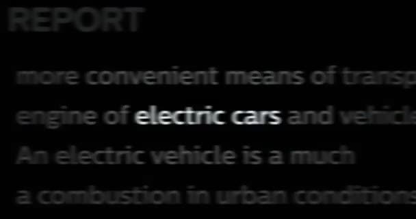 電気自動車Evは 国際的なメディアでクリーンで持続可能な輸送とグリーンエネルギーの見出しニュース ノイズディスプレイループ上のニュースタイトルの抽象概念 テレビのグリッチ効果シームレスループ — ストック動画