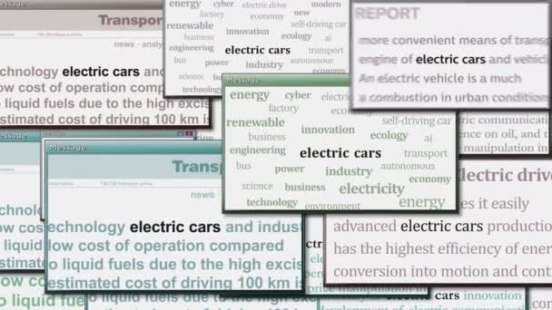 Samochody Elektryczne Czysty Zrównoważony Transport Zielona Energia Wyskakują Okna Ekranie — Wideo stockowe