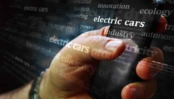 Samochody Elektryczne Czyste Zrównoważone Transportu Mediów Społecznościowych Zielonej Energii Wyświetlaczu — Zdjęcie stockowe