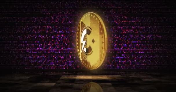 Зарядка Cchg Крипто Топливо Ccharge Золотая Монета Цифровом Экране Петельным — стоковое видео
