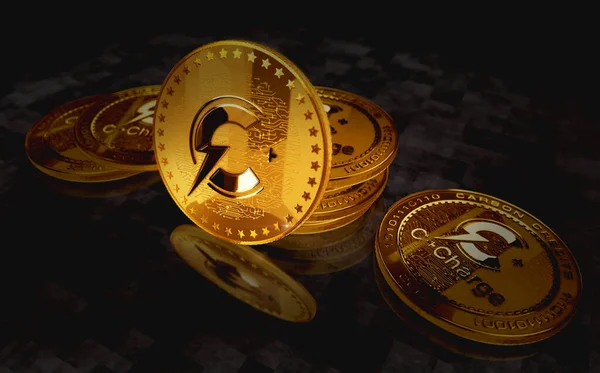 Cchg Crypto Ccharge Gold Coin Green Screen Background — 스톡 사진