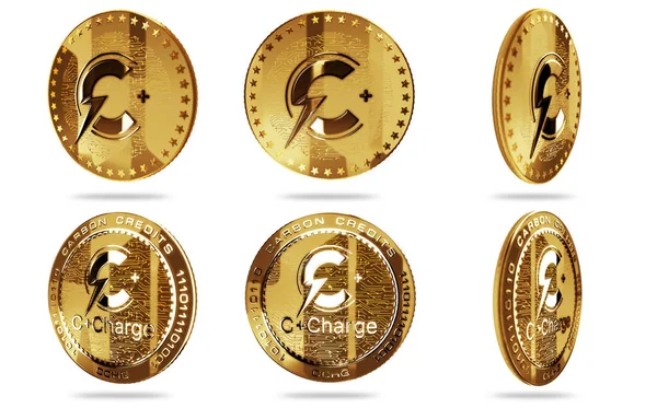 Charge Cchg Crypto Fuel Ccharge Isolated Gold Coin Green Screen — Stock Photo, Image