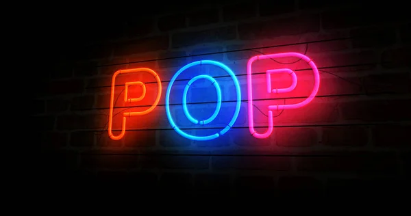 Popzene Neon Szimbólum Disco Tánc Népszerű 1980 Évek Művészet Stílus — Stock Fotó