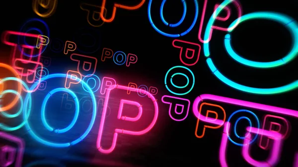 Simbolo Neon Musica Pop Discoteca Danza Popolare Anni Stile Arte — Foto Stock