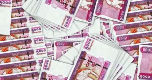 Myanmar Kyat Bankbiljetten Een Cashfan Mozaïek Patroon Lus Birma Mmk — Stockvideo