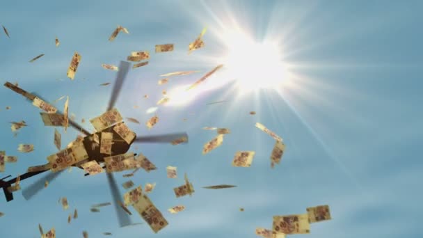 Tunisia Dinar Money Banknotes Helicopter Money Dropping Tnd Notes Abstract — Stok video