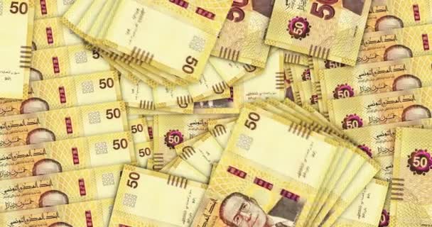 Tunisia Dinar Banknotes Cash Fan Mosaic Pattern Loop Tnd Money — 图库视频影像