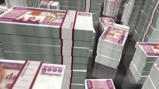 Myanmar Geld Birma Kyat Bankbiljetten Packs Loop Vlucht 5000 Mmk — Stockvideo