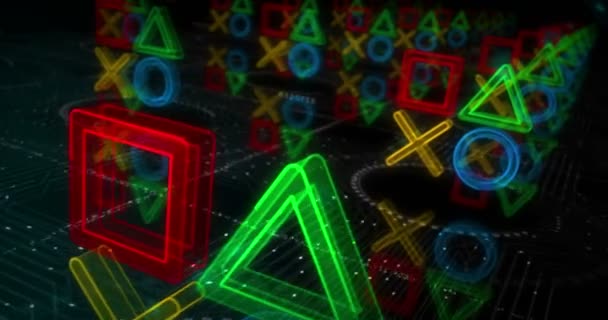 Joystick Jogos Console Vídeo Play Cyber Esports Símbolo Conceito Cibernético — Vídeo de Stock