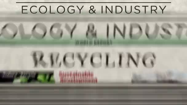 Återvinning Ekologi Miljö Och Hållbar Ekonomi Dagliga Nyheter Tidningstryck Abstrakt — Stockvideo
