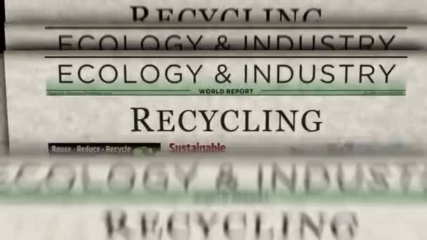 Reciclaje Ecología Medio Ambiente Economía Sostenible Noticias Vintage Impresión Periódicos — Vídeos de Stock