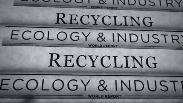 Återvinning Ekologi Miljö Och Hållbar Ekonomi Vintage Nyheter Och Tidningstryck — Stockvideo