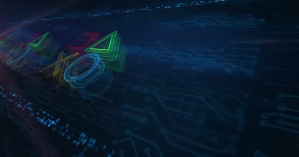 Joystick Gaming Konsol Videospil Cyber Esports Hologram Symbol Vises Elektronisk – Stock-video