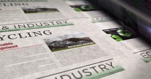 Recycling Ecology Environment Sustainable Economy Daily News Newspaper Roll Printing — Stock Video