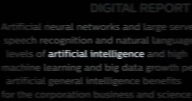 Yapay zeka makinesi derin öğrenme ve robotlarla konuşma uluslararası medyada manşet oldu. Gürültü görüntüleme döngüsündeki haber başlıklarının soyut konsepti. TV arızası efekti kusursuz döngülendi.