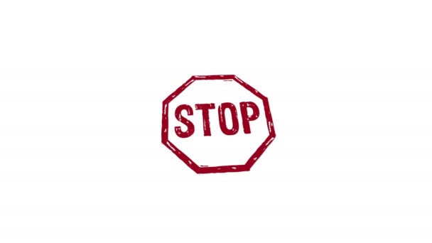 Зупинити Штамп Малювання Рук Вплив Ізольовані Анімації Заблокована Заборонена Концепція — стокове відео