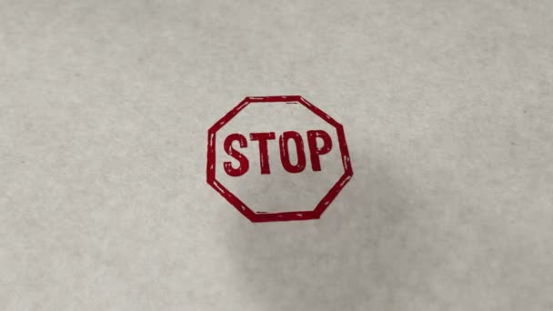Stop Stempel Loopable Problemfri Animation Håndstempling Nedslag Blokeret Forbyde Renderet – Stock-video