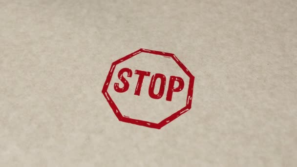 Stop Stamp Hand Stamping Impact Animation Blocked Ban Rendered Concept — Stock Video