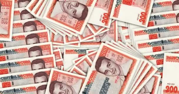 Billetes Cuba Peso Bucle Patrón Mosaico Abanico Efectivo Billetes 200 — Vídeo de stock