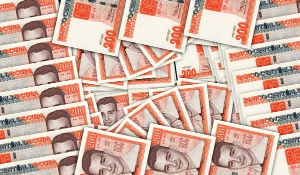 古巴比索钞票采用现金扇形花纹图案 200张Cup钞票银行 经济装饰设计背景的抽象概念 — 图库照片