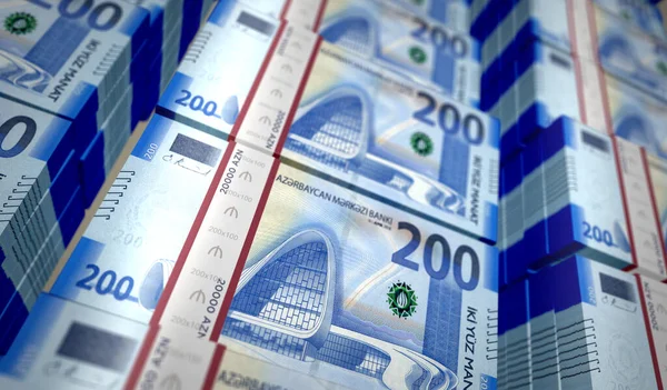 Azerbaiyán Dinero Azerbaiyán Manat Paquete Dinero Ilustración 200 Paquetes Billetes — Foto de Stock