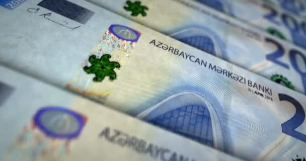 阿塞拜疆货币阿塞拜疆马纳特钞票循环 Azn货币纹理 债务和金融的概念 转移到字条上可浏览无缝3D动画 — 图库视频影像