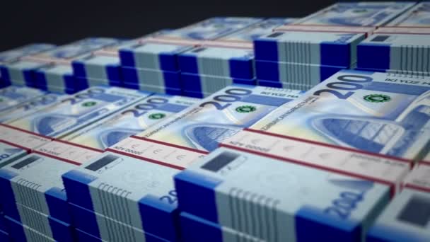 Ázerbájdžánské Peníze Ázerbájdžán Manat Bankovky Svazek Růstu Smyčka Hromádky Peněz — Stock video