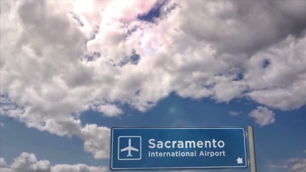 캘리포니아주 새크라멘토에 착륙한 비행기 표시와 비즈니스 비행기 — 비디오