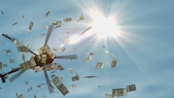 Armênia Dram Notas Helicóptero Dinheiro Caindo Armênio Amd 20000 Observa — Vídeo de Stock